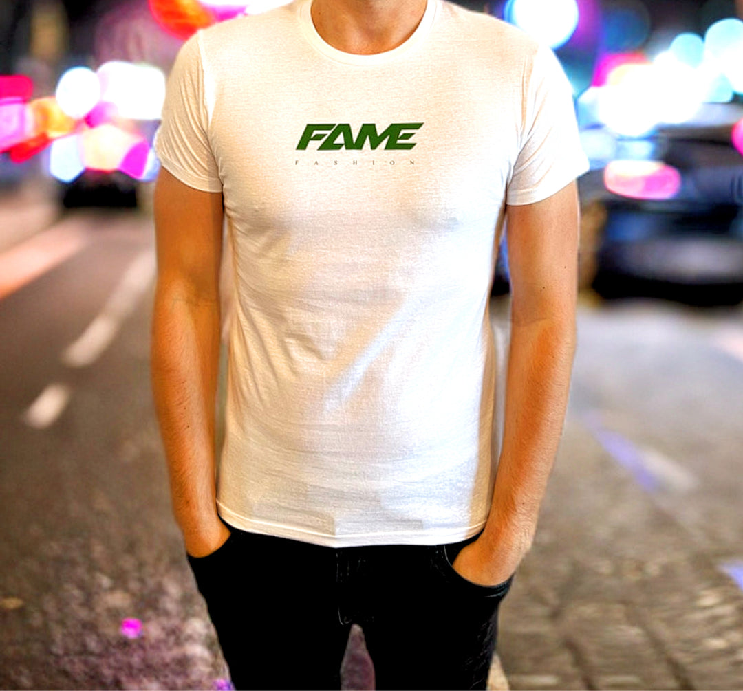 T-Shirt Fame Fashion White & Green small