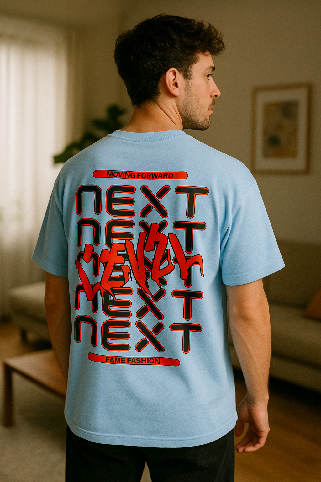 "NEXT LEVEL-Black/Red" oversized shirt