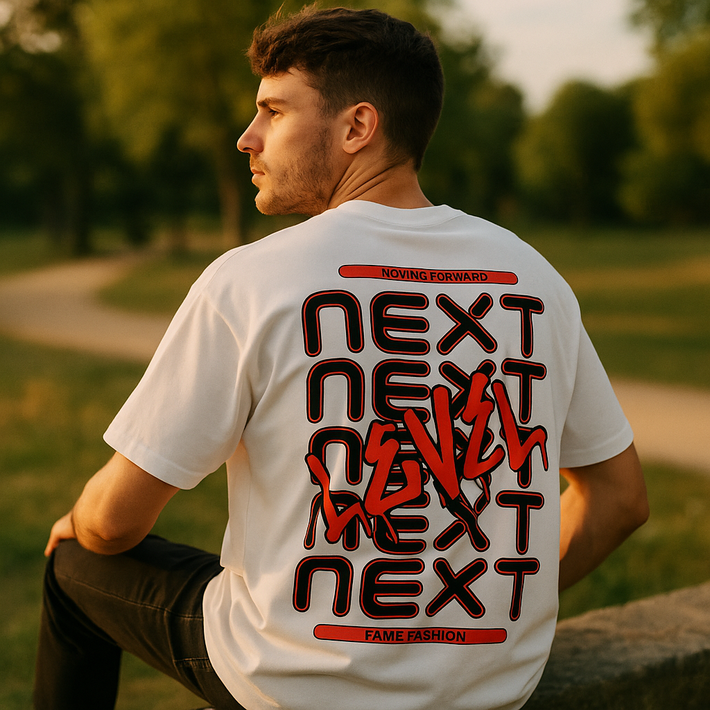 "NEXT LEVEL-Black/Red" oversized shirt