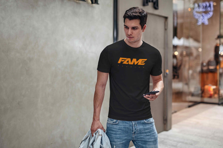 T-Shirt Fame Fashion Basic Black & Orange