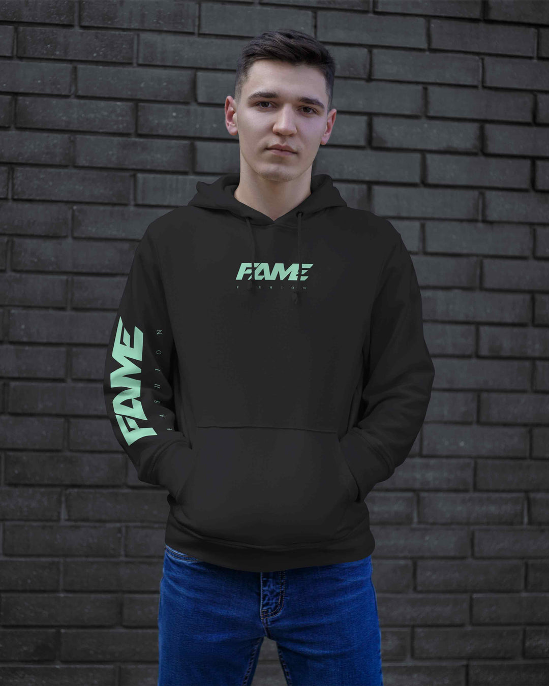 Fama con capucha Basic Black/Mint B-Ware