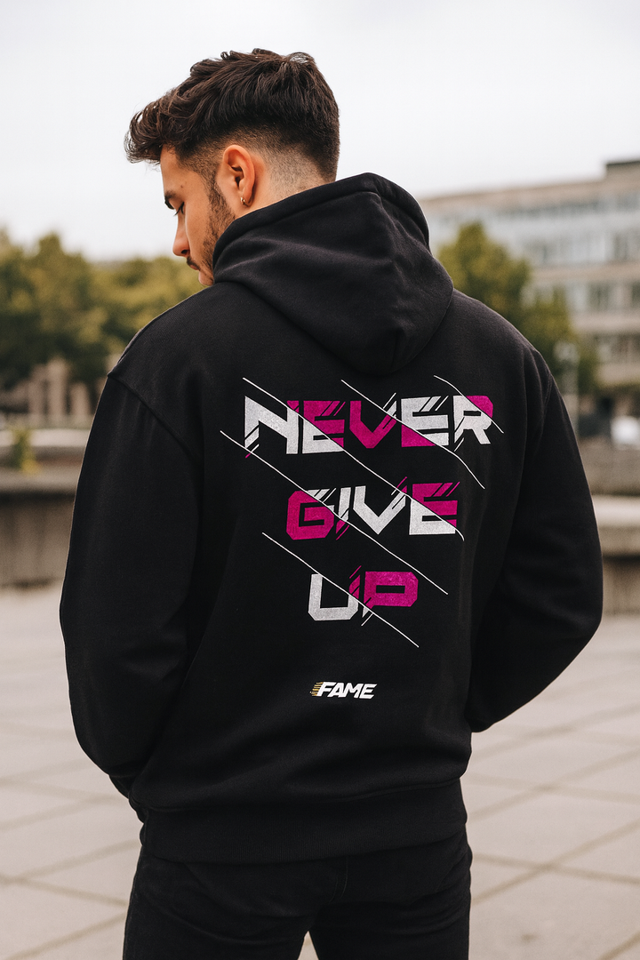 Never Give Up Pink Oversized Hoodie