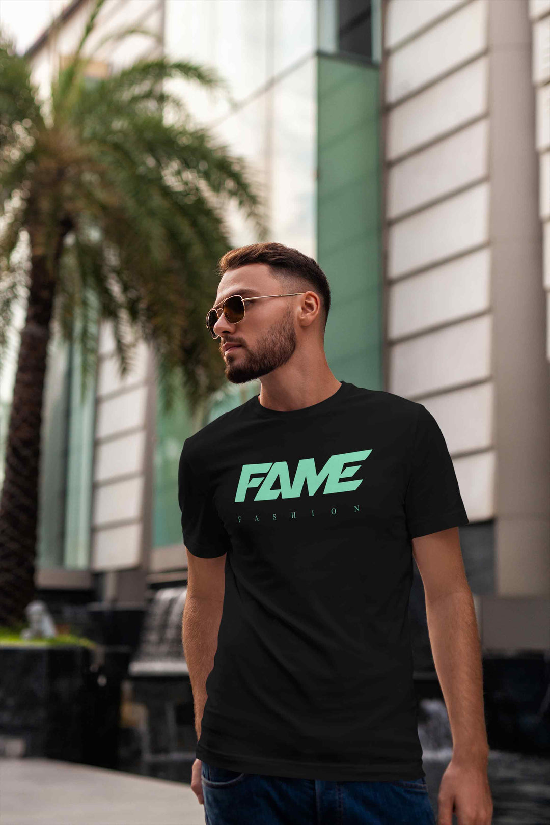 T-Shirt Fame Fashion Basic Black & Mint