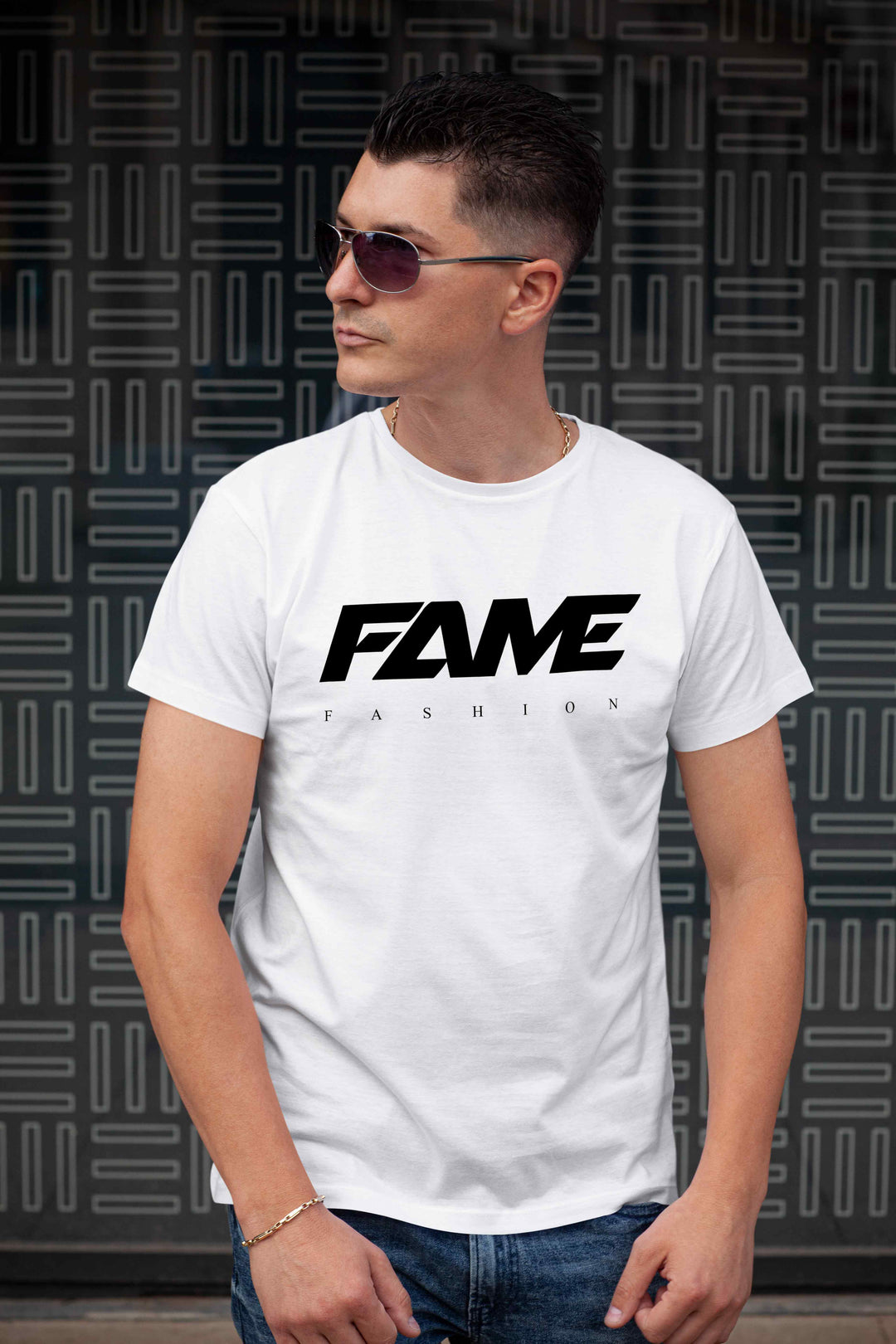 T-Shirt Fame Fashion White & Black