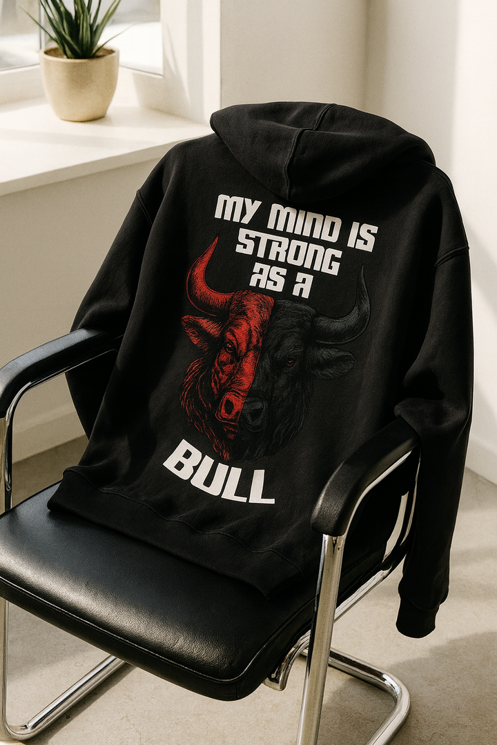 Strong as a Bull-red Oversized Hoodie