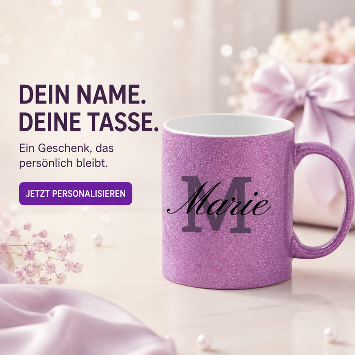 Namenstasse Glitzer Tasse