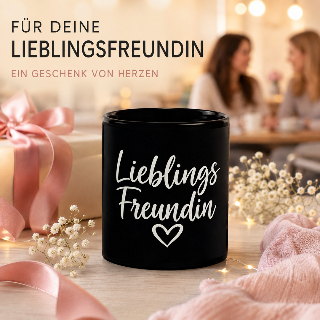 Lieblings Freundin Schwarze glänzende Tasse