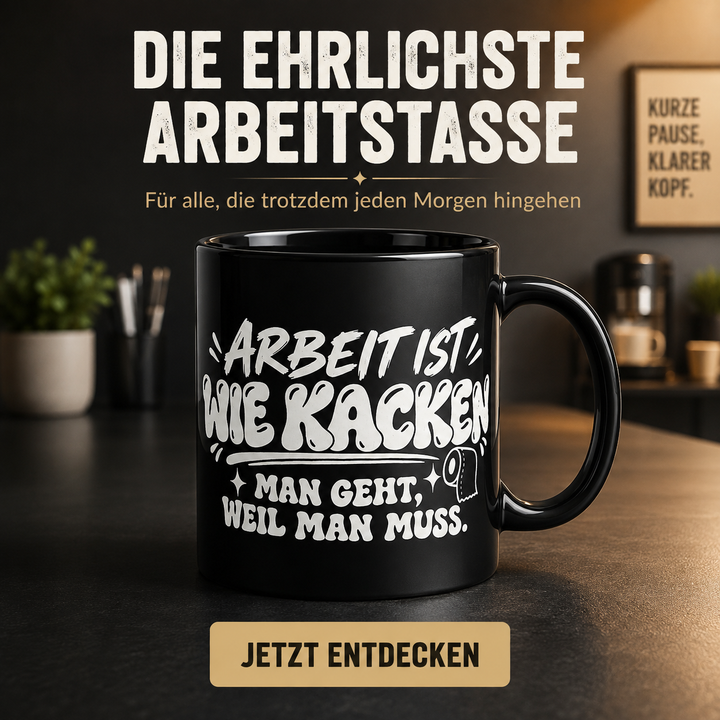 Arbeit ist wie ... Schwarze glänzende Tasse