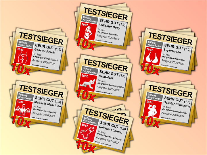 TESTSIEGER – Körper mit Bestnote - Malle Sticker-Set (70 Sticker)