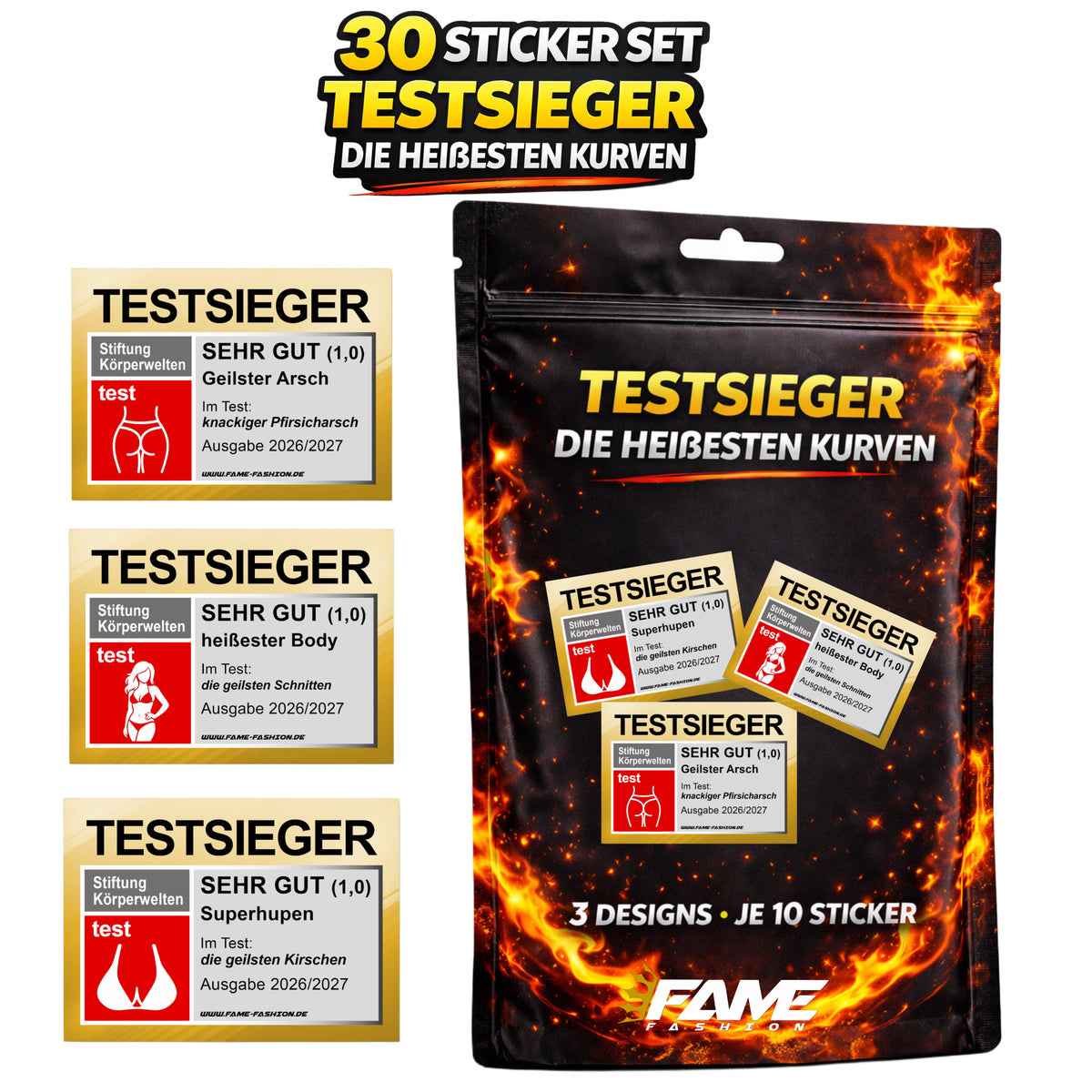 TESTSIEGER – Die heißesten Kurven - Malle Sticker-Set (30 Sticker)
