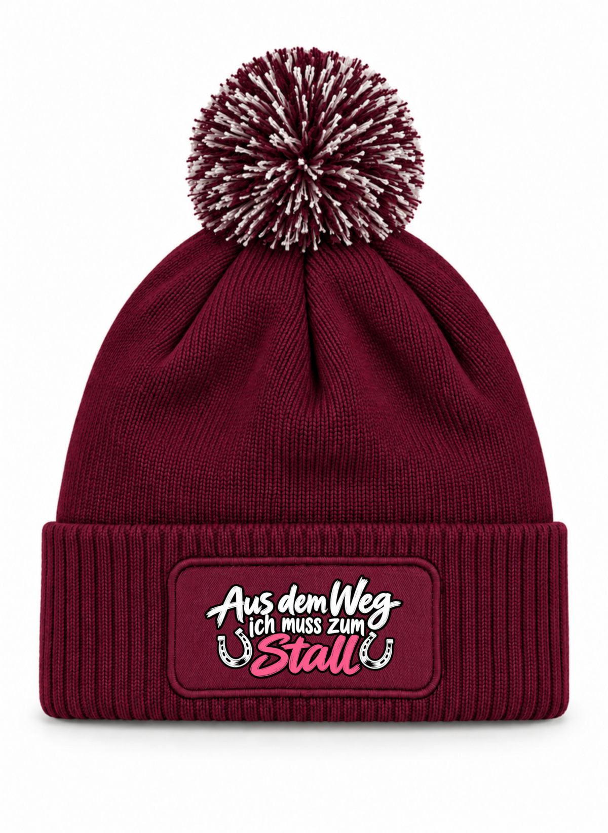 Aus dem Weg ich muss zum Stall - Beanie mit Bommel