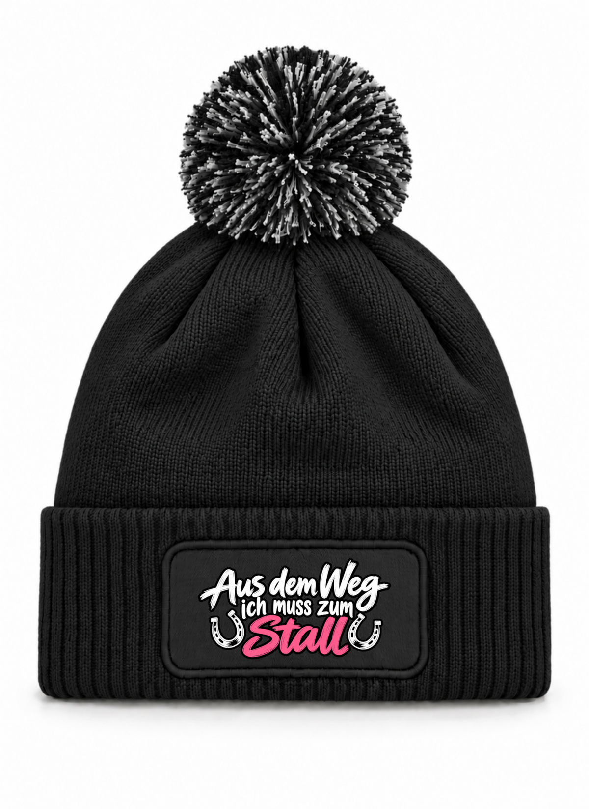 Aus dem Weg ich muss zum Stall - Beanie mit Bommel
