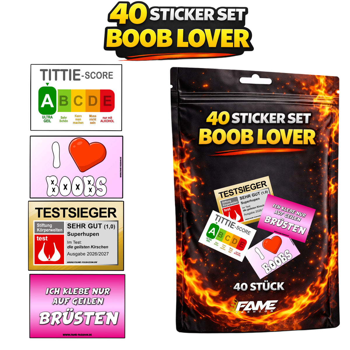 Boob Lover - Malle Sticker-Set (40 Sticker)