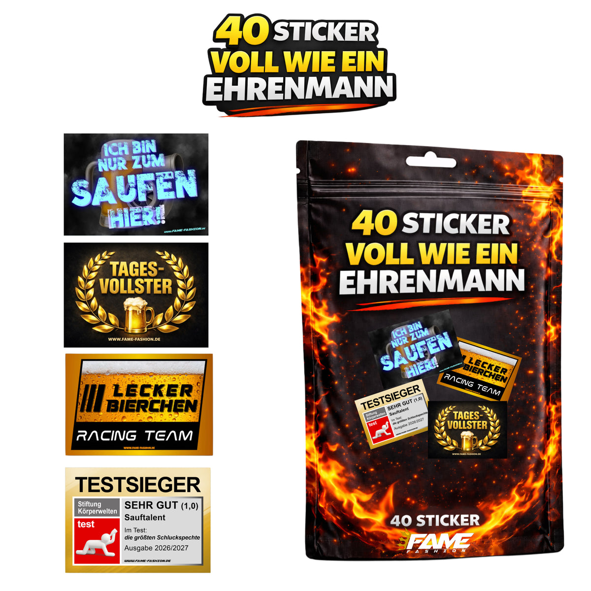 Voll wie ein Ehrenmann -Sauf Edition - Malle Sticker-Set (40 Sticker)