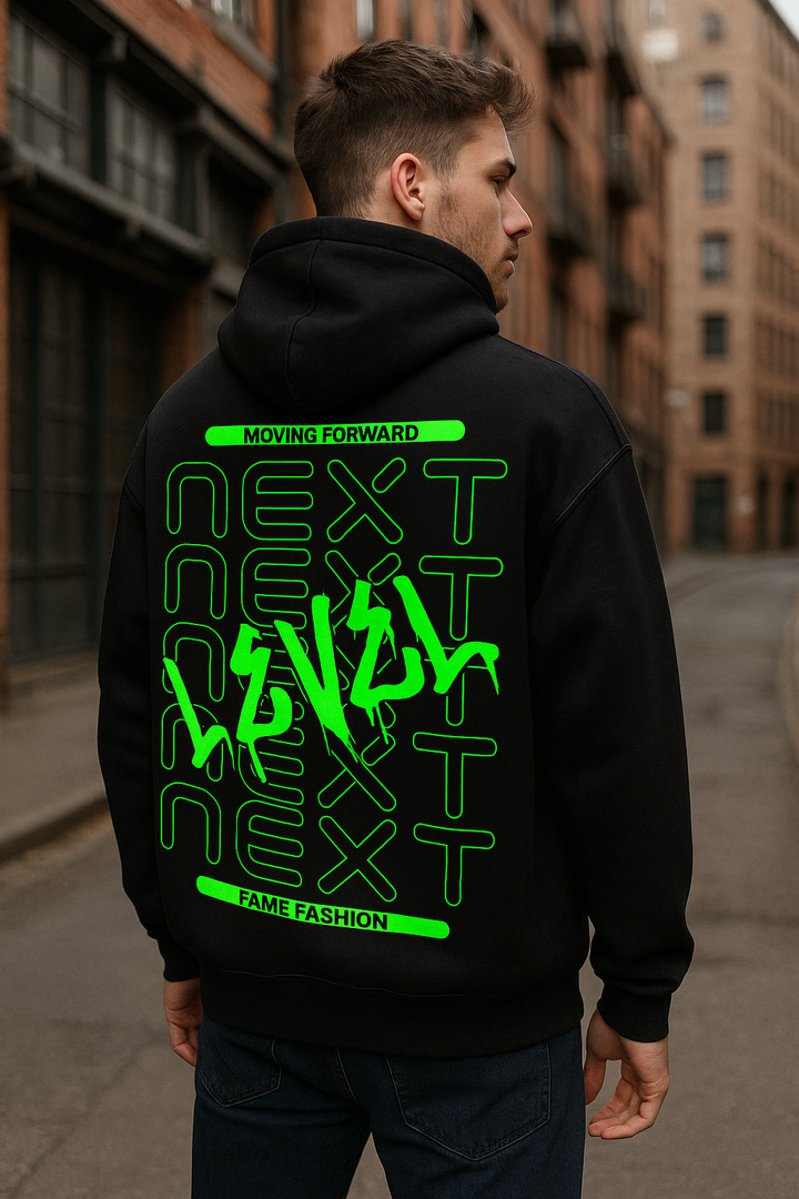 "NEXT LEVEL-Black/Green" Oversized Hoodie