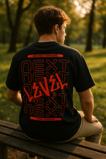 "NEXT LEVEL-Black/Red" Oversized Shirt