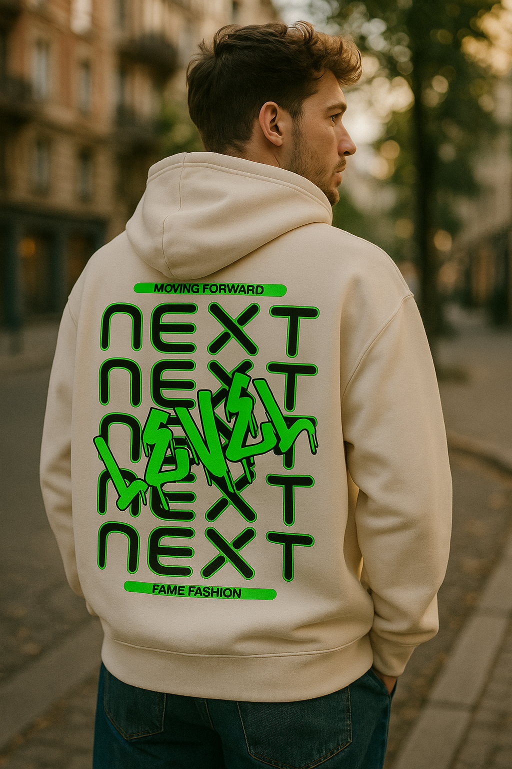 "NEXT LEVEL-Black/Green" Oversized Hoodie