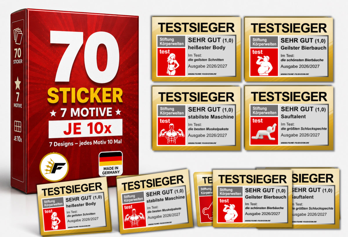 TESTSIEGER – Körper mit Bestnote - Malle Sticker-Set (70 Sticker)