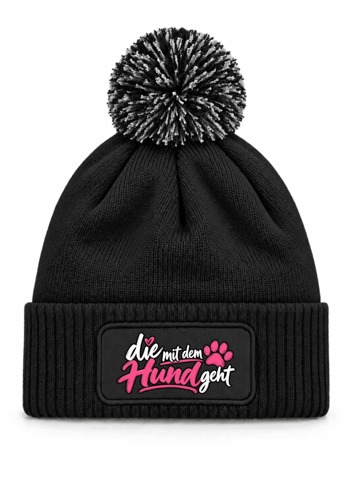 Die Mit dem Hund geht - Beanie mit Bommel