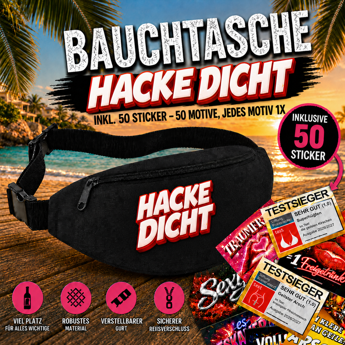 Bauchtasche gefüllt mit 1 MEGA-Bundle Sticker-Set (50 Sticker-Motive je 1x)
