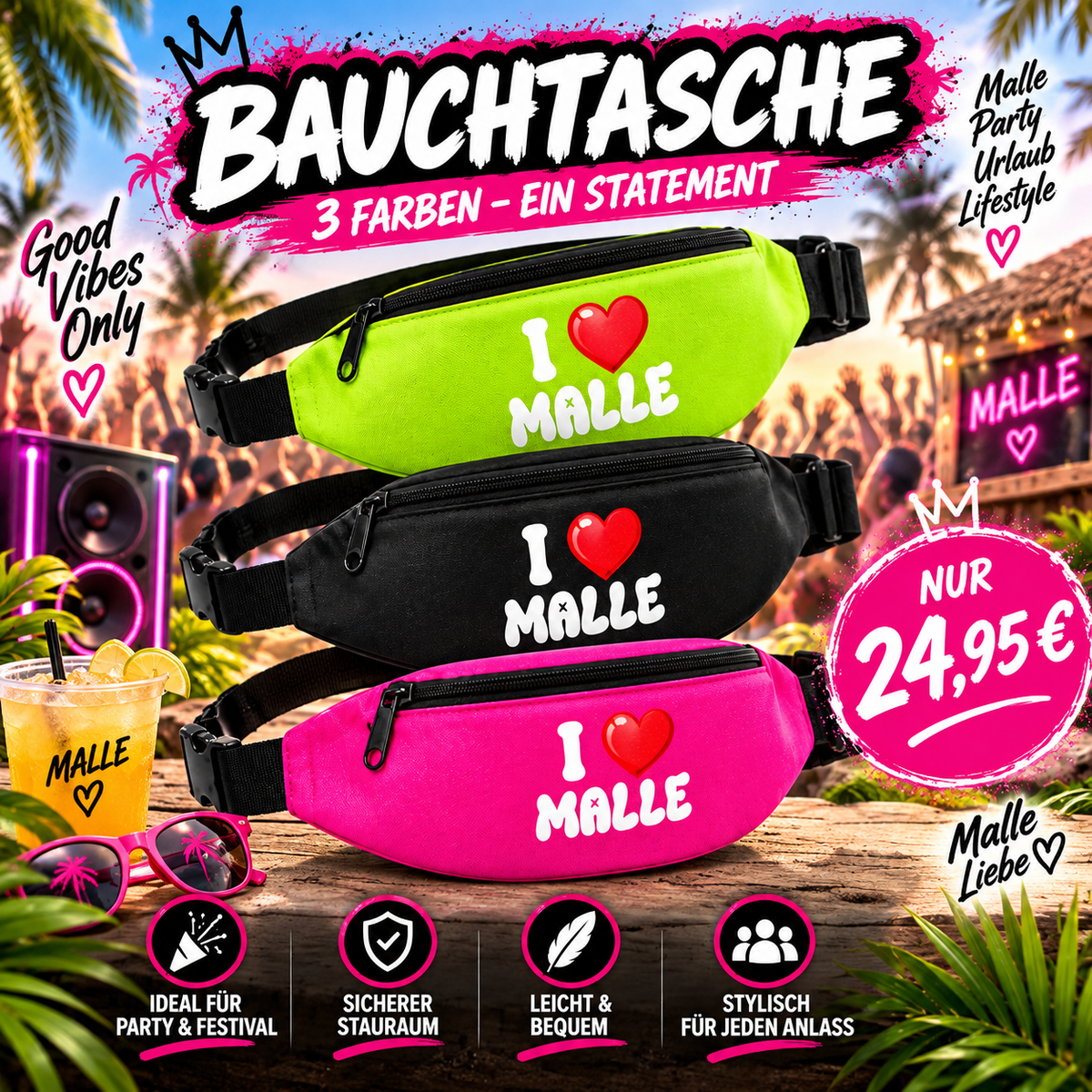 Bauchtasche I Love Malle