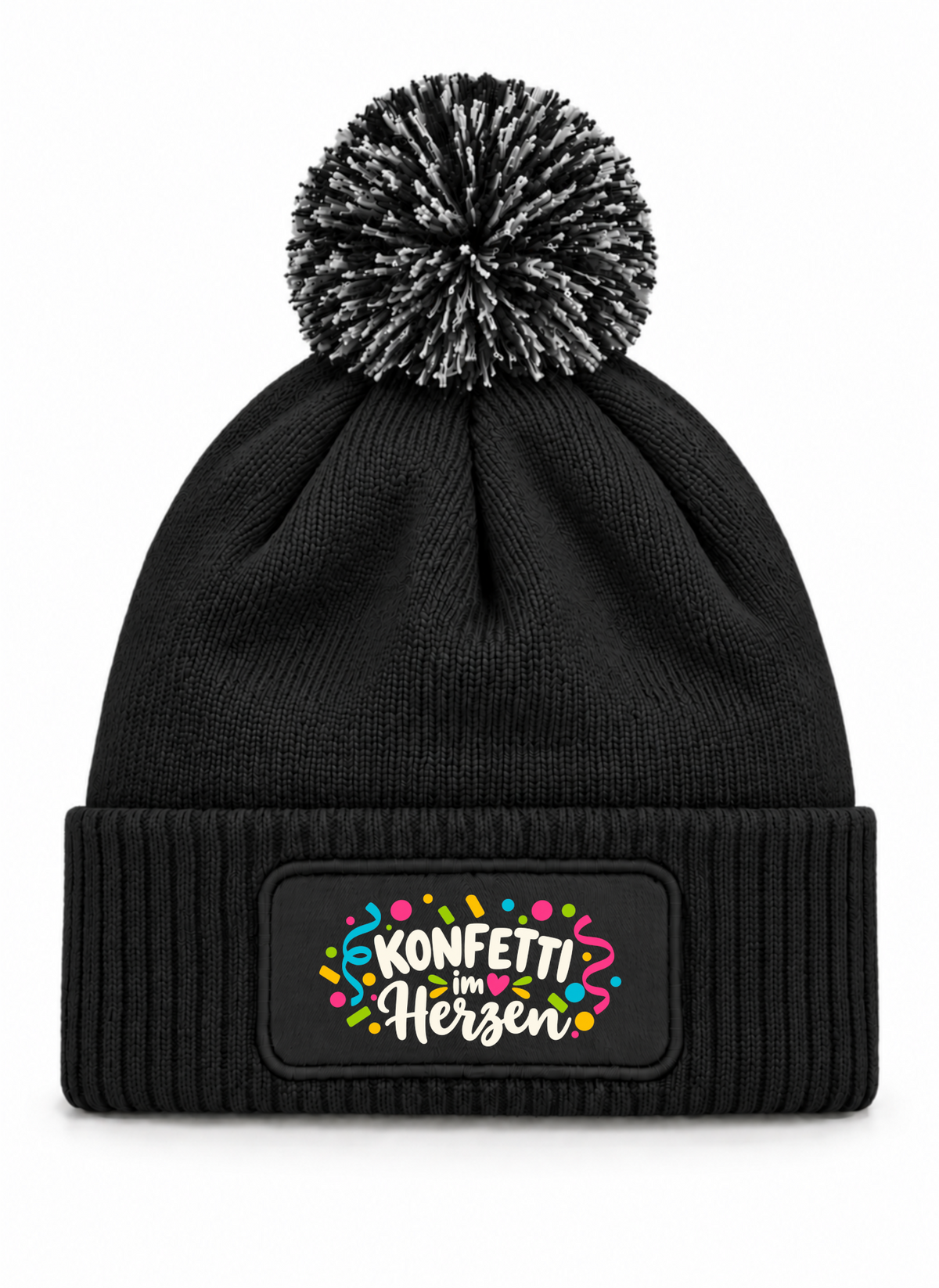 Konfetti im Herzen - Beanie mit Bommel