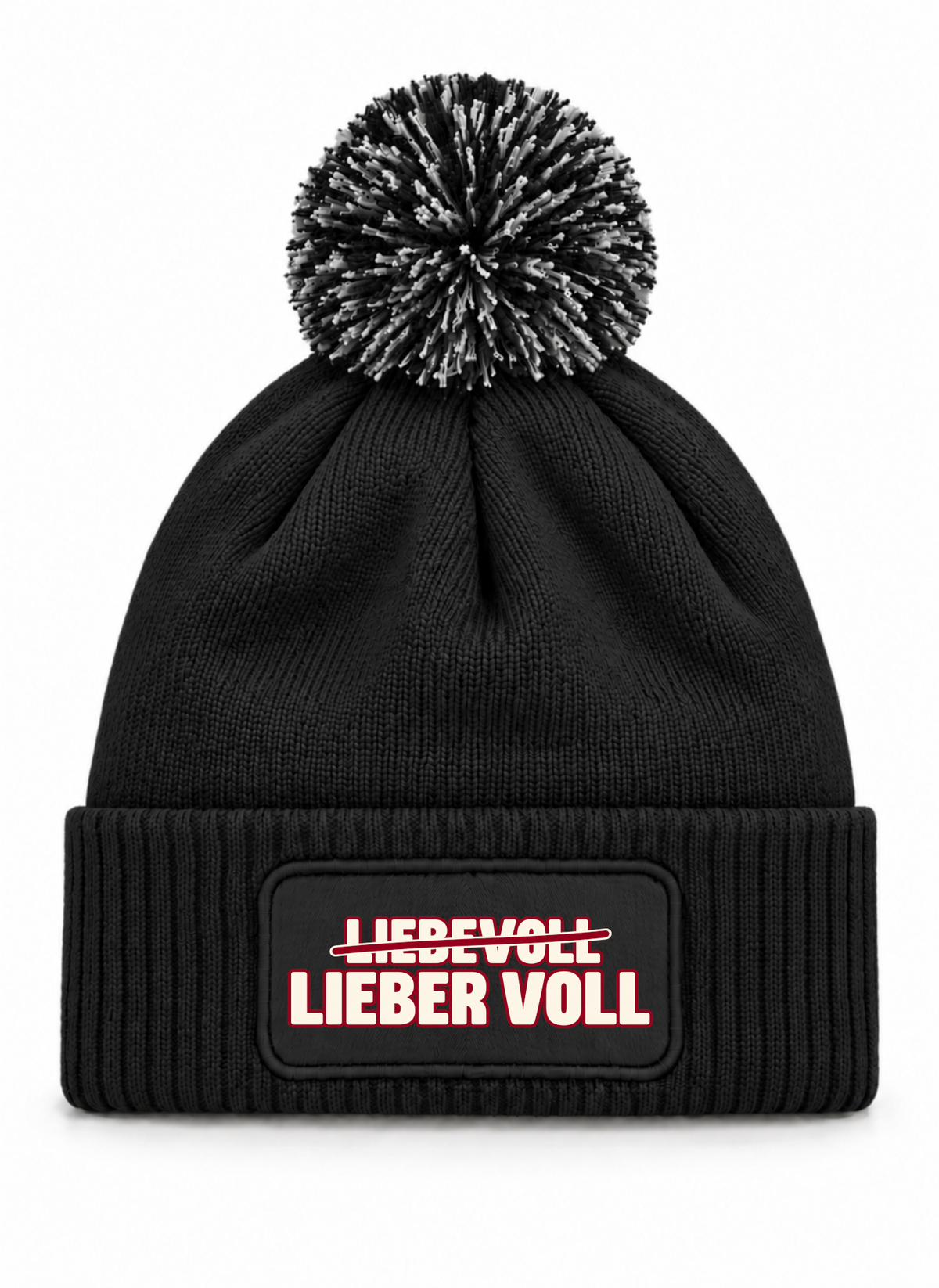 Liebevoll Lieber Voll - Beanie mit Bommel