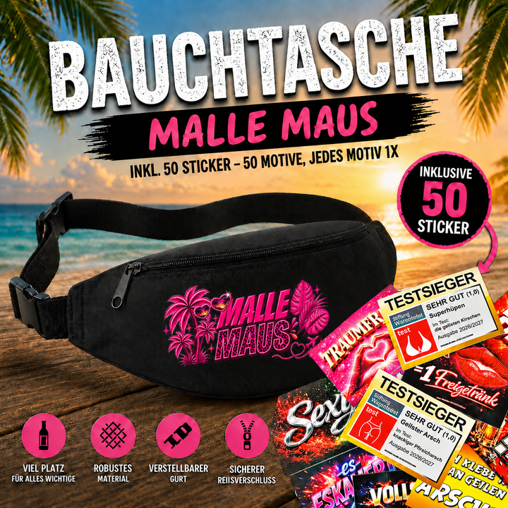 Bauchtasche gefüllt mit 1 MEGA-Bundle Sticker-Set (50 Sticker-Motive je 1x)