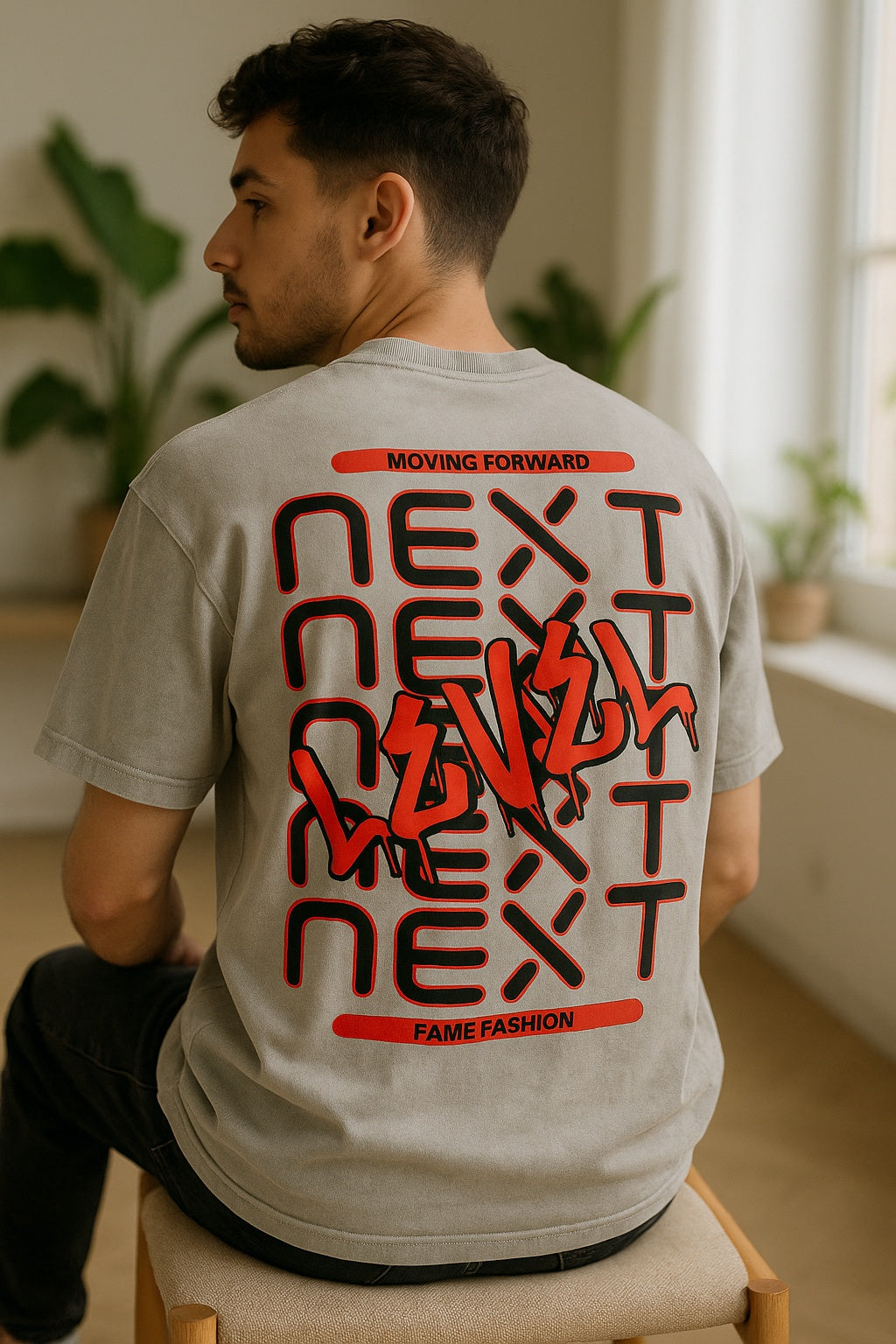 "NEXT LEVEL-Black/Red" Oversized Shirt