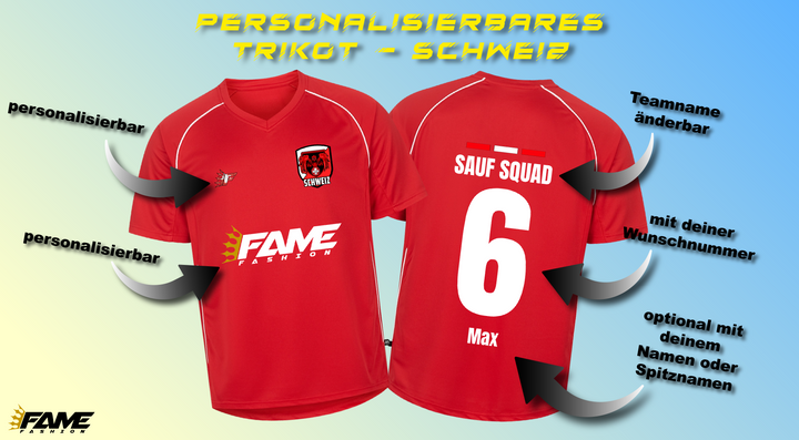 Malle-Sauf-Trikot SCHWEIZ - Personalisierbar