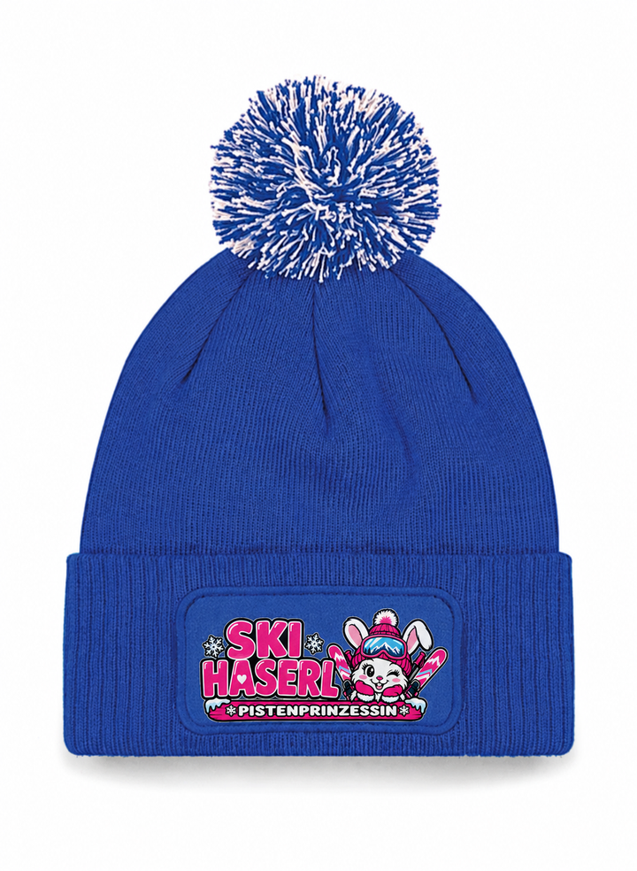 SKI Haserl Patch Beanie mit Bommel