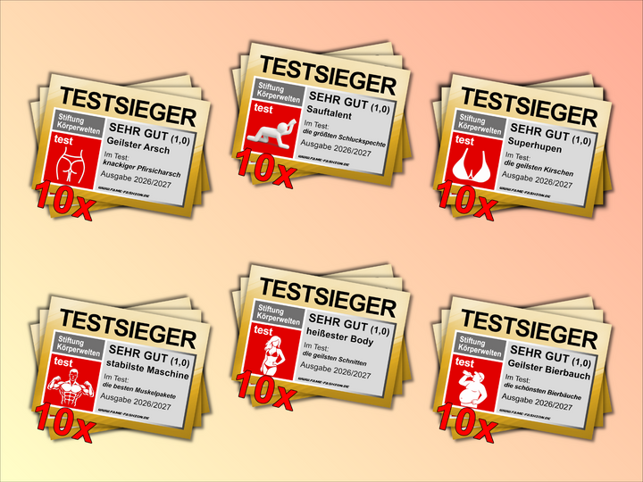 TESTSIEGER – Körper mit Bestnote - Sticker-Set (60 Sticker)