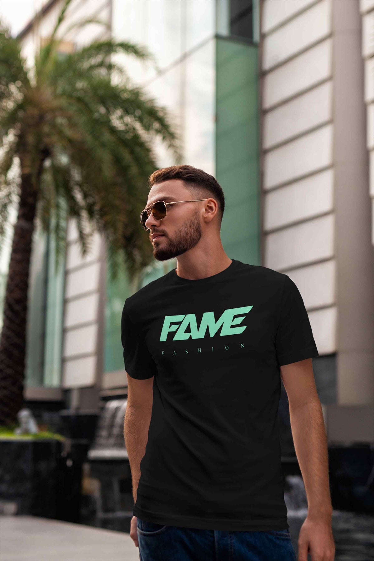 T-Shirt Fame Fashion Basic Black & Mint