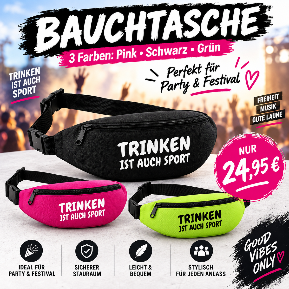 Bauchtasche Trinken ist auch Sport
