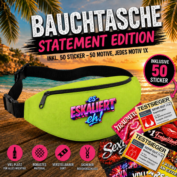 Bauchtasche gefüllt mit 1 MEGA-Bundle Sticker-Set (50 Sticker-Motive je 1x)