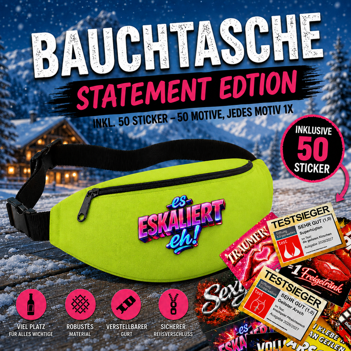 Bauchtasche Aprés Skí Version gefüllt mit 1 MEGA-Bundle Sticker-Set (50 Sticker-Motive je 1x)