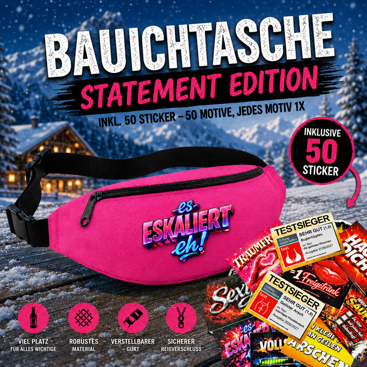 Bauchtasche Aprés Skí Version gefüllt mit 1 MEGA-Bundle Sticker-Set (50 Sticker-Motive je 1x)
