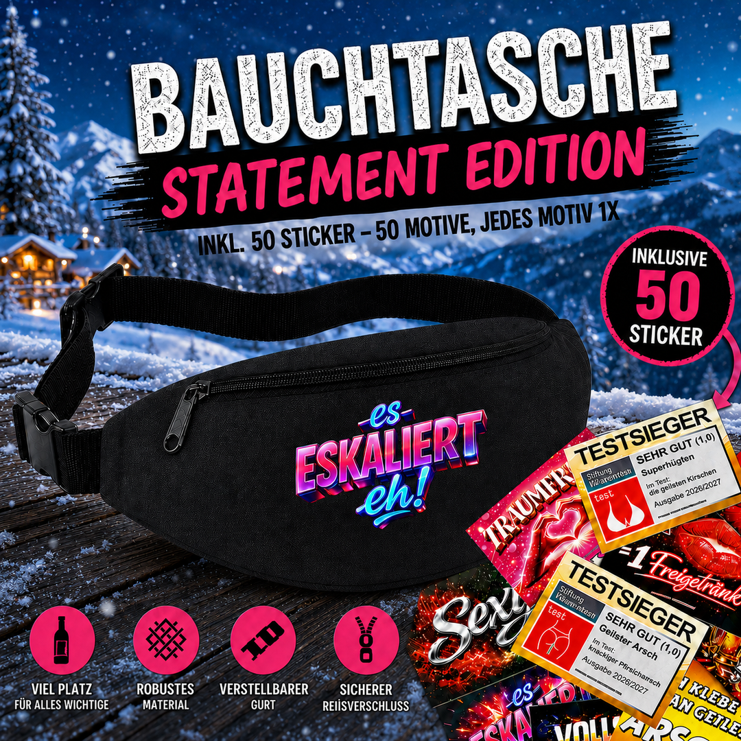 Bauchtasche Aprés Skí Version gefüllt mit 1 MEGA-Bundle Sticker-Set (50 Sticker-Motive je 1x)