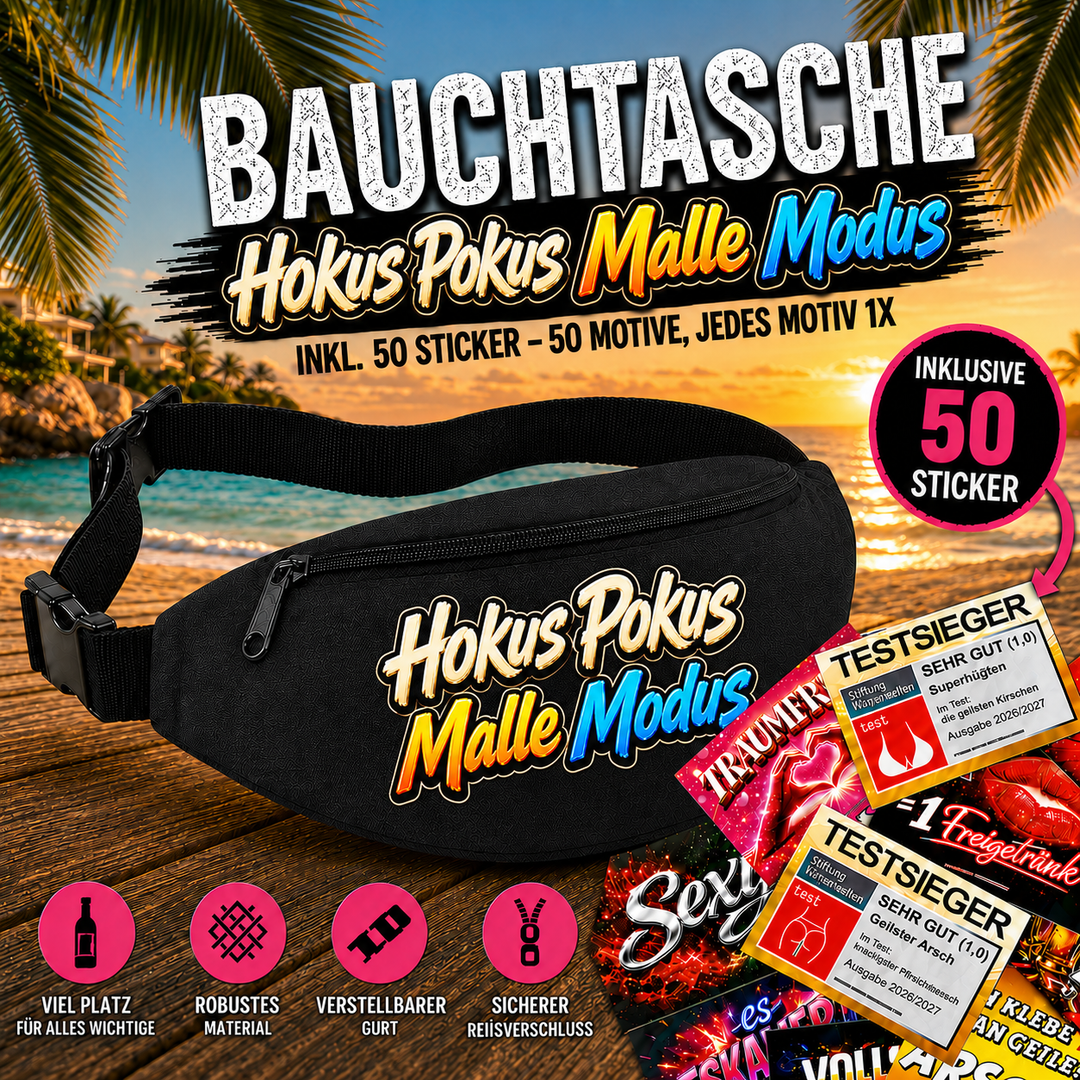 Bauchtasche gefüllt mit 1 MEGA-Bundle Sticker-Set (50 Sticker-Motive je 1x)