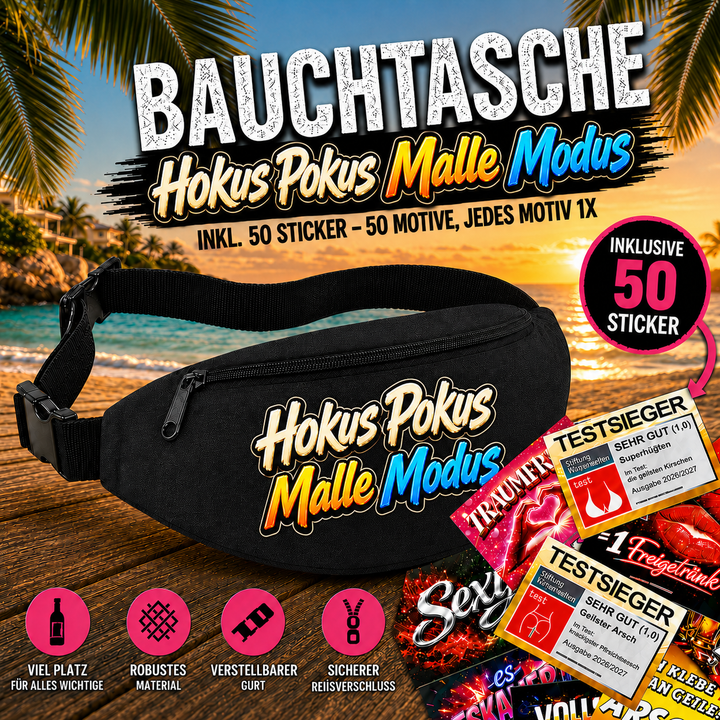 Bauchtasche gefüllt mit 1 MEGA-Bundle Sticker-Set (50 Sticker-Motive je 1x)