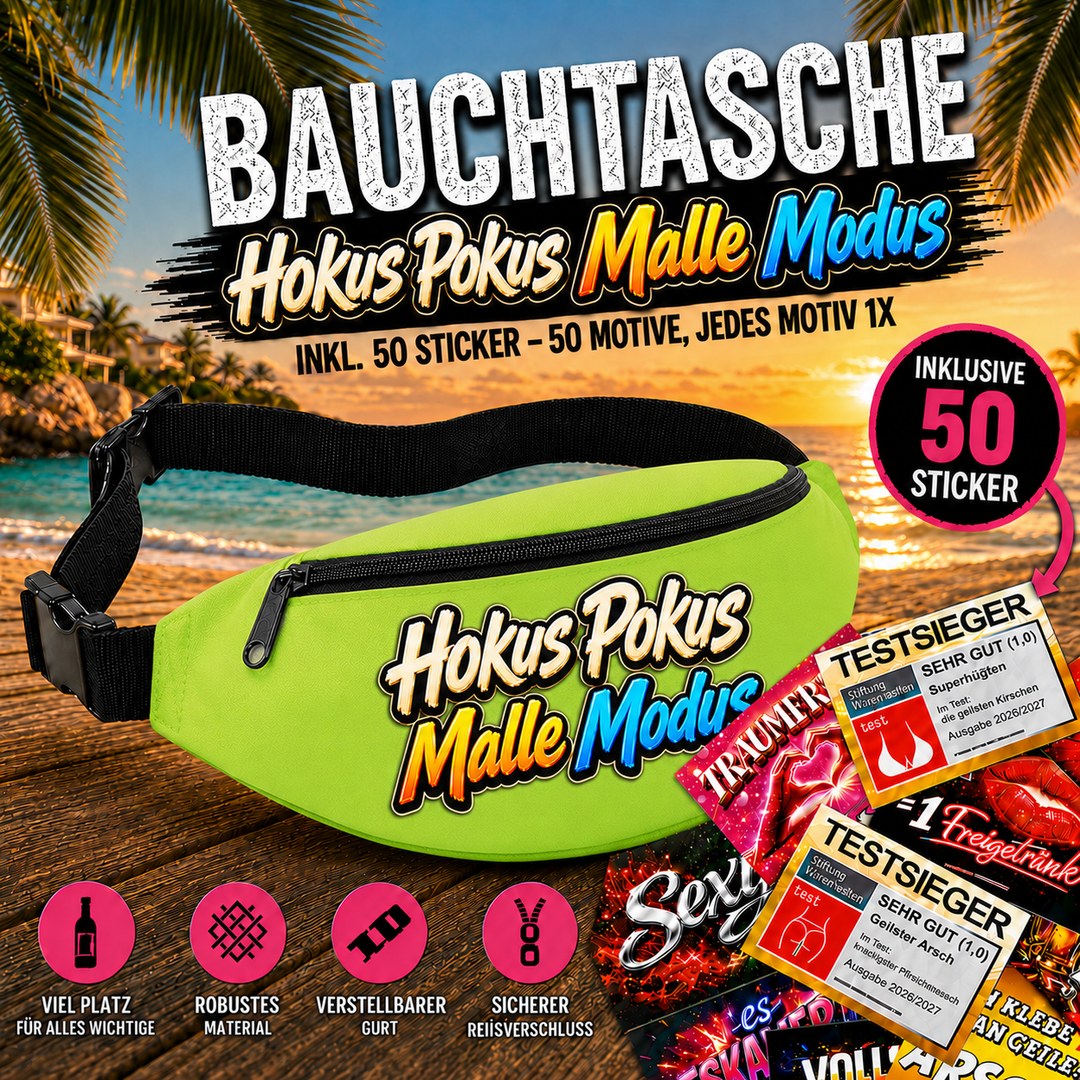 Bauchtasche gefüllt mit 1 MEGA-Bundle Sticker-Set (50 Sticker-Motive je 1x)