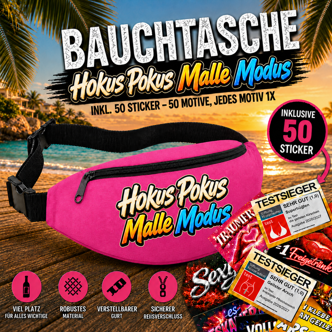 Bauchtasche gefüllt mit 1 MEGA-Bundle Sticker-Set (50 Sticker-Motive je 1x)