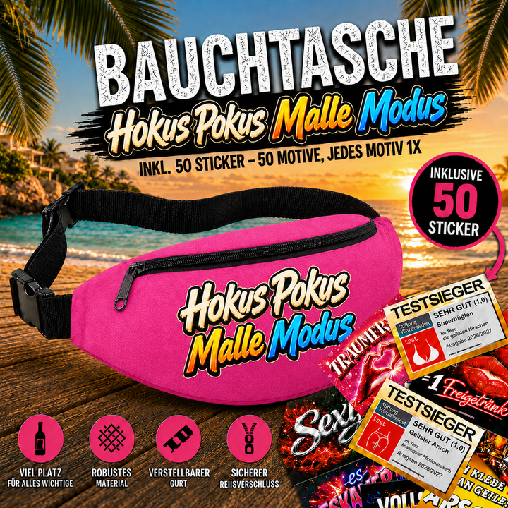 Bauchtasche gefüllt mit 1 MEGA-Bundle Sticker-Set (50 Sticker-Motive je 1x)