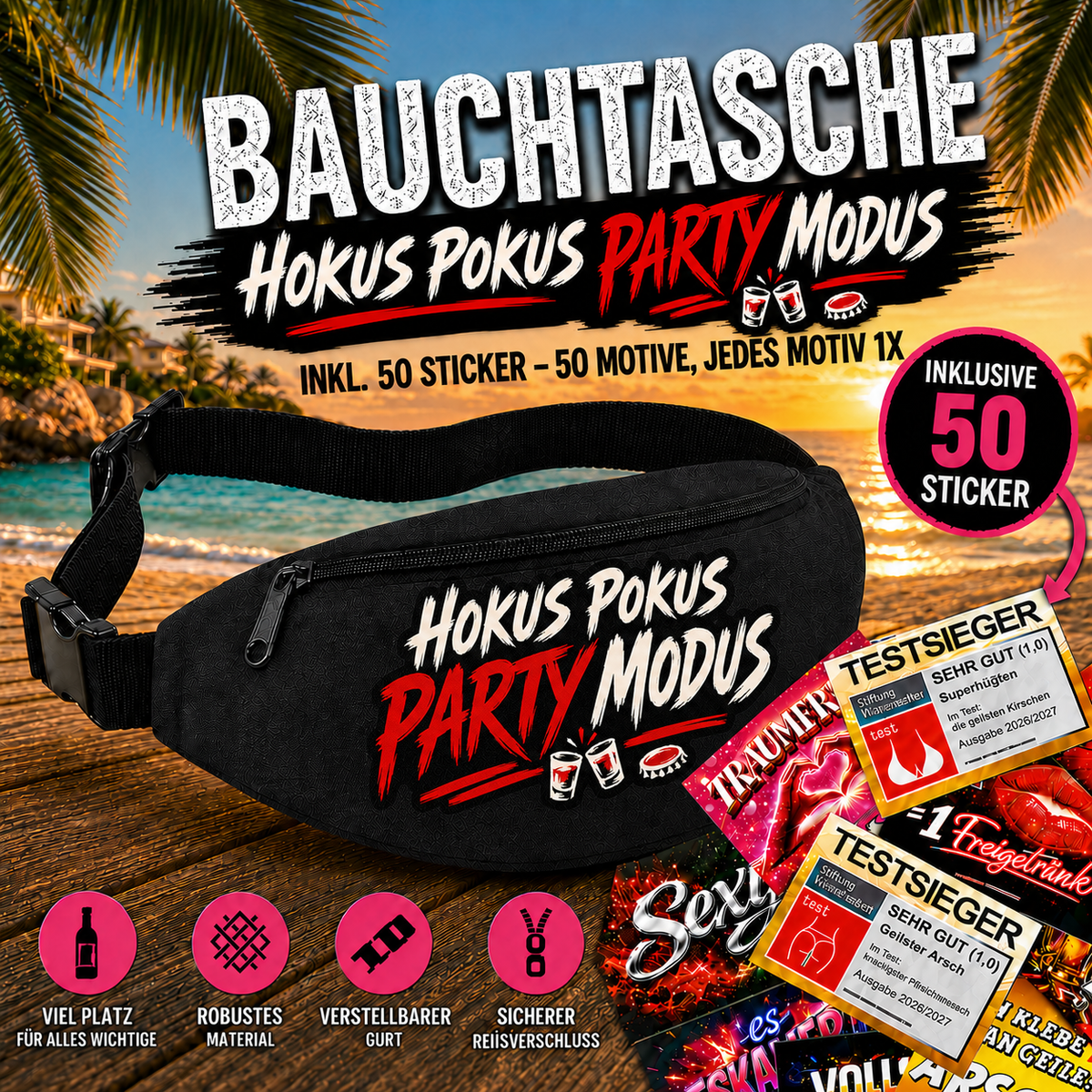 Bauchtasche gefüllt mit 1 MEGA-Bundle Sticker-Set (50 Sticker-Motive je 1x)